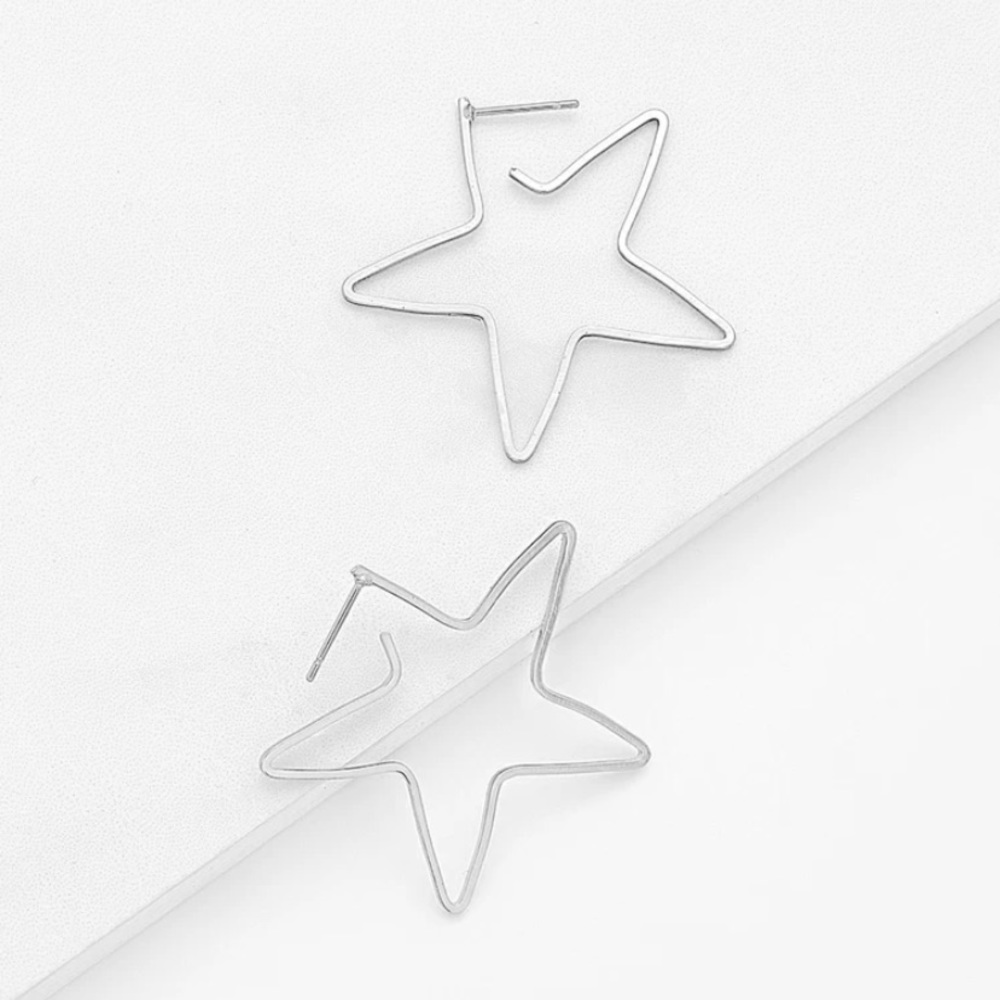 BOGO Silver Star Earrings Dangle Drop Jewelry